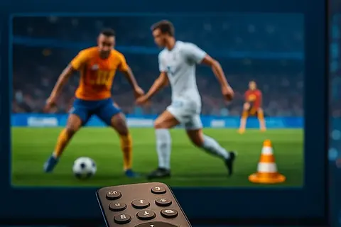 Match de football en direct sur un téléviseur 4K