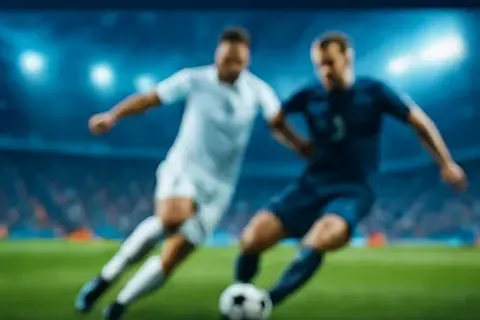 Deux joueurs de football en plein match sur un écran de télévision